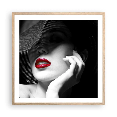 Plakat i ramme af lyst egetræ - Studie i skarlagenrødt - 60x60 cm