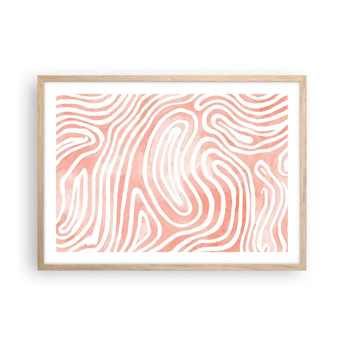 Plakat i ramme af lyst egetræ - I en labyrint af koraller - 70x50 cm