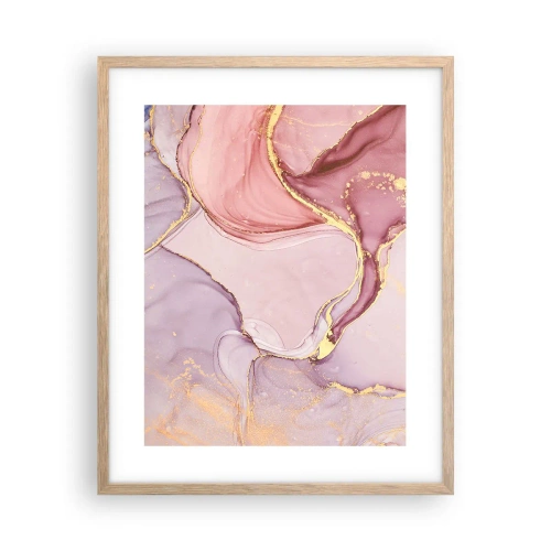 Plakat i ramme af lyst egetræ - Et kærtegn af farver - 40x50 cm