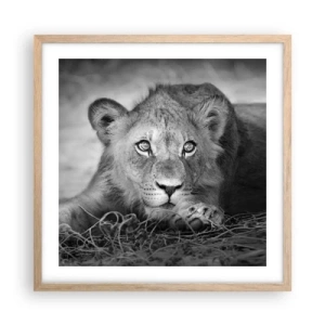 Plakat i ramme af lyst egetræ - Kongelig hvalp - 50x50 cm