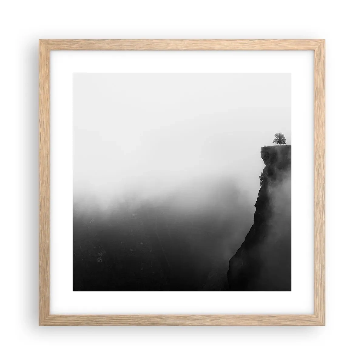 Plakat i ramme af lyst egetræ - På kanten af verden - 40x40 cm