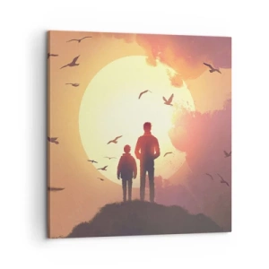 Lærredstryk - Billede på lærred - Ansigt til ansigt med solen - 60x60 cm