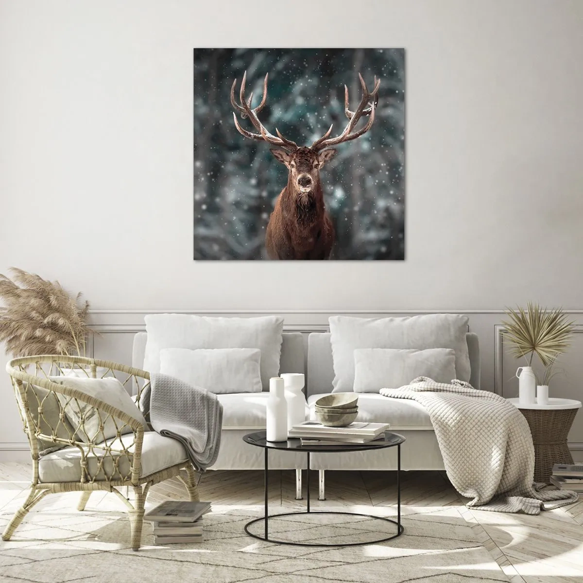 Billede på glas - Skovens konge kronet - 70x70 cm