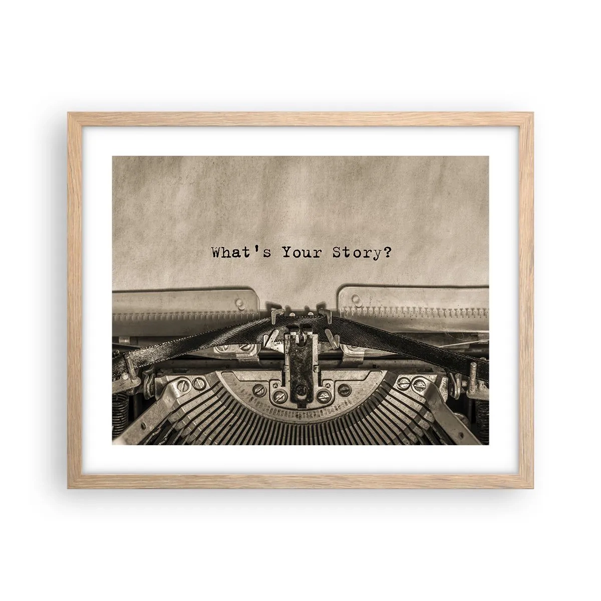 Plakat i ramme af lyst egetræ - Fortæl mig - 50x40 cm