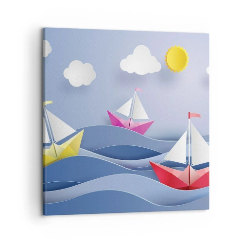 Lærredstryk - Billede på lærred - Ah, hvor dejligt at svinge sig mellem bølgerne - 60x60 cm