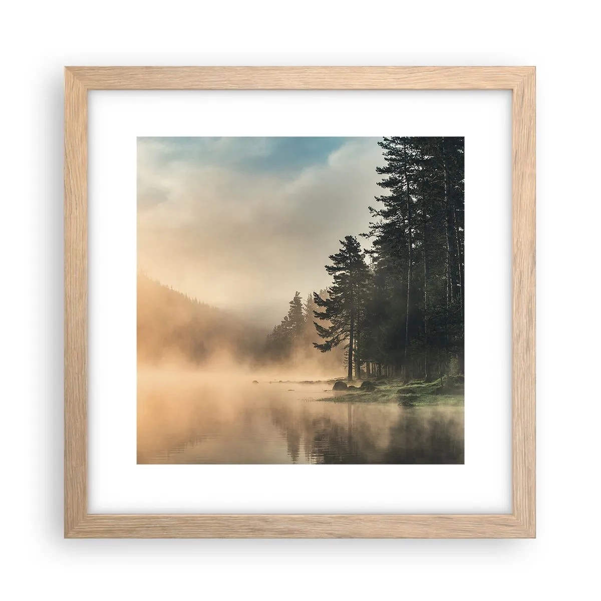 Plakat i ramme af lyst egetræ - En dags fødsel - 30x30 cm