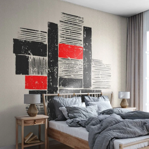 Fototapet Selvklæbende Deluxe Sticker - Rødt og sort - Abstraktion, Moderne kunst, Industriel - 450x315 cm