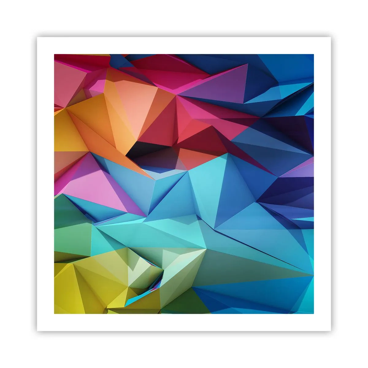Plakat - Regnbue origami - 60x60 cm