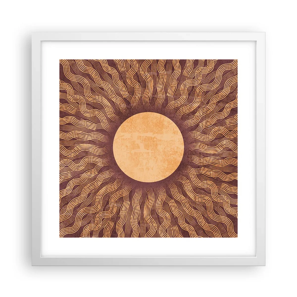 Plakat i hvid ramme - Ikon for solen - 40x40 cm