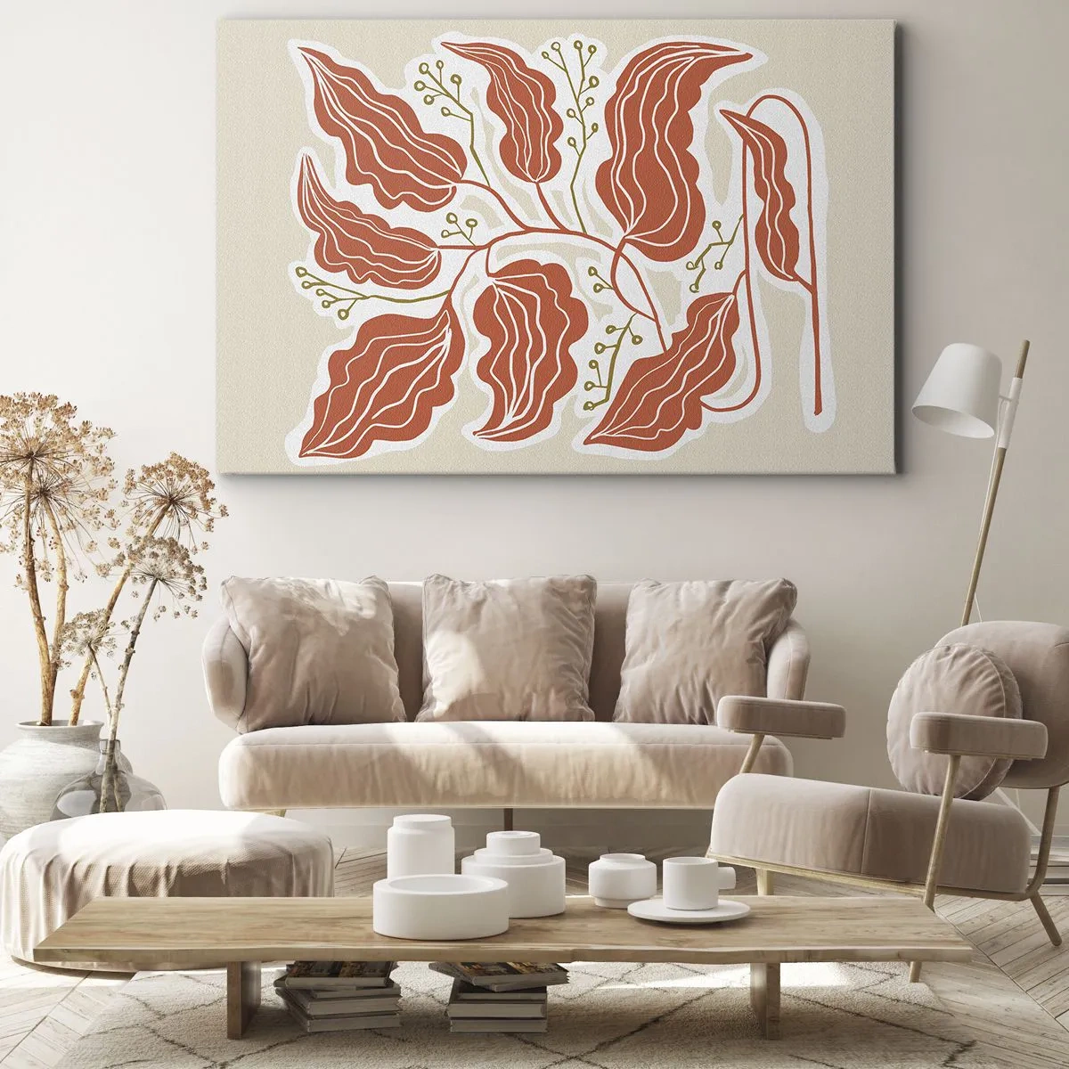 Lærredstryk - Billede på lærred - Folk og koral - 120x80 cm