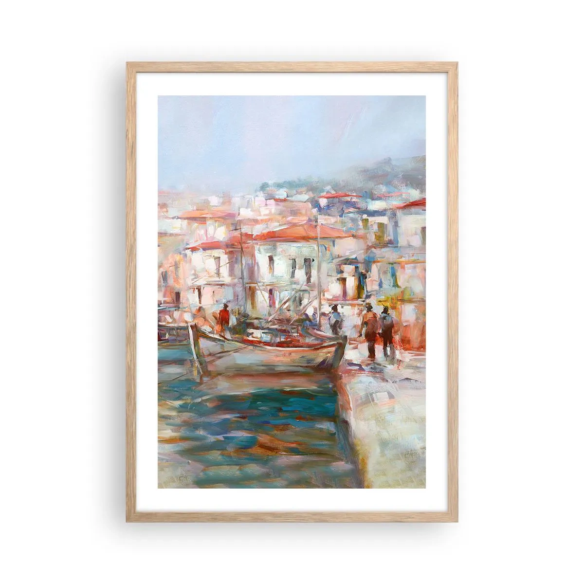 Plakat i ramme af lyst egetræ - Pastelfarvede helligdage - 50x70 cm