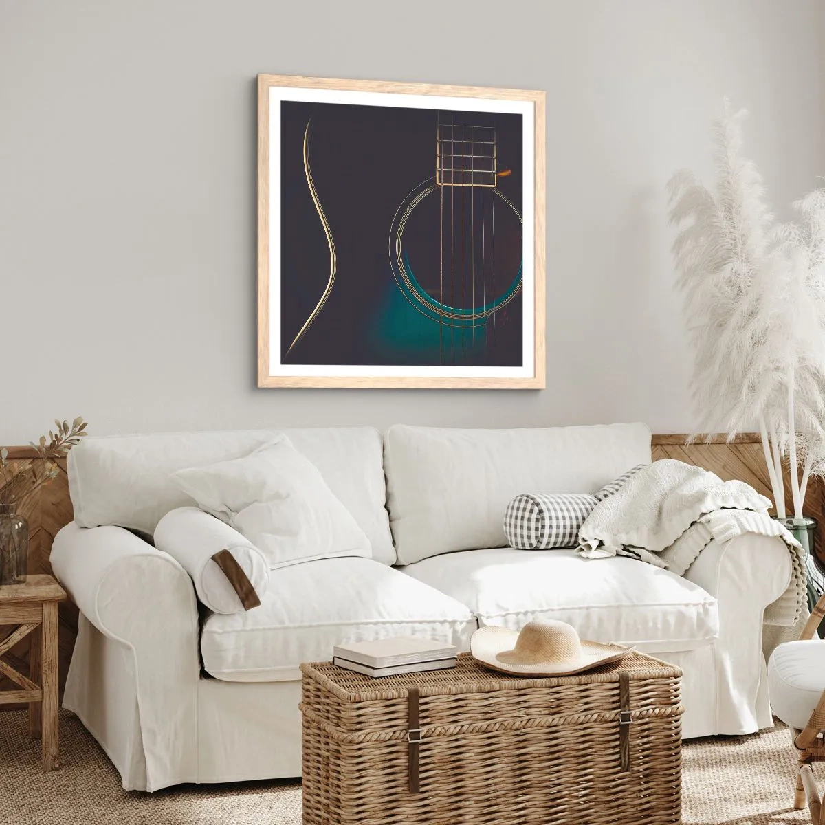 Plakat i ramme af lyst egetræ - Et øjeblik før det lyder - 60x60 cm