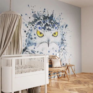 Fototapet Selvklæbende Deluxe Sticker - Lige i øjnene - Fugl, Ugle, Dyr - 500x350 cm