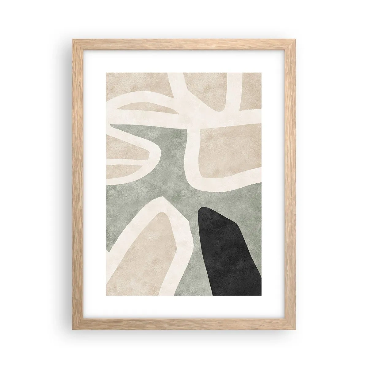 Plakat i ramme af lyst egetræ - Komposition med et sort tema - 30x40 cm