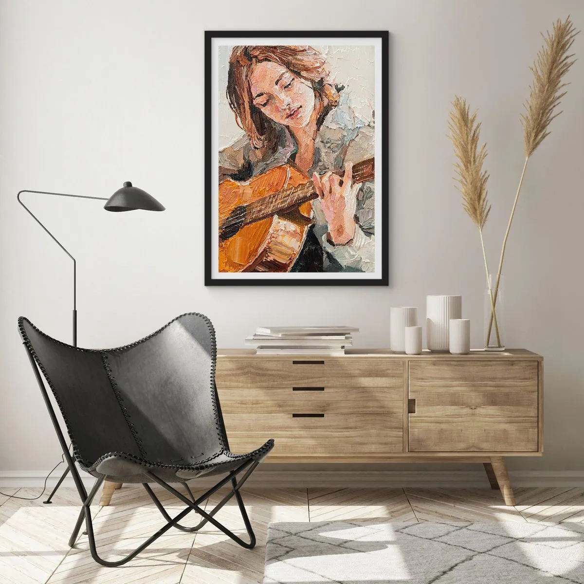 Plakat i sort ramme - Koncert for guitar og et pigehjerte - 61x91 cm
