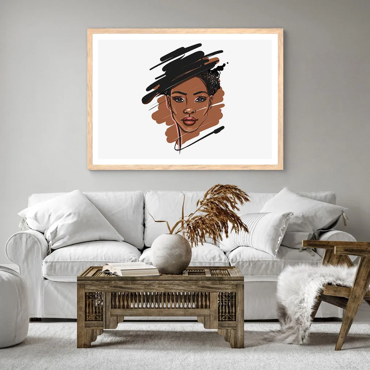 Plakat i ramme af lyst egetræ - Sød som chokolade - 100x70 cm