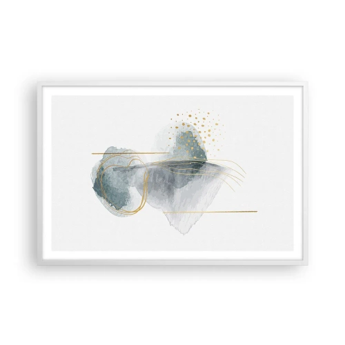 Plakat i hvid ramme - Om forholdet mellem grå og guld - 91x61 cm