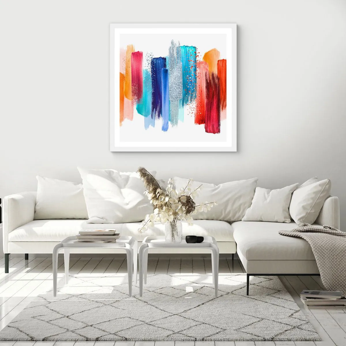 Plakat i hvid ramme - Op og ned  - 60x60 cm