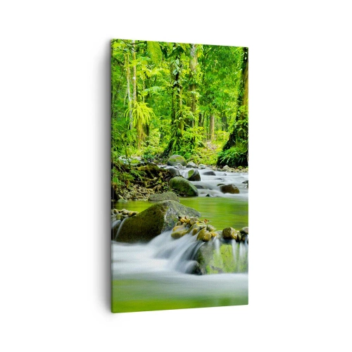 Lærredstryk - Billede på lærred - Svøm i et hav af grønt - 45x80 cm