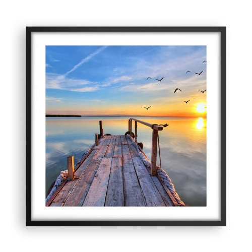 Plakat i sort ramme - Går fremad mod solen - 50x50 cm