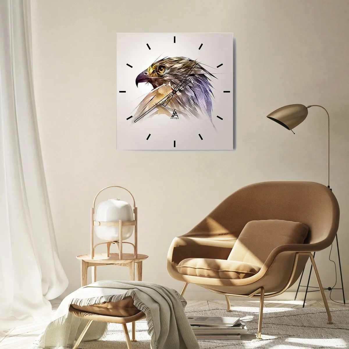 Vægur, Uret - Portræt af en kriger - 30x30 cm