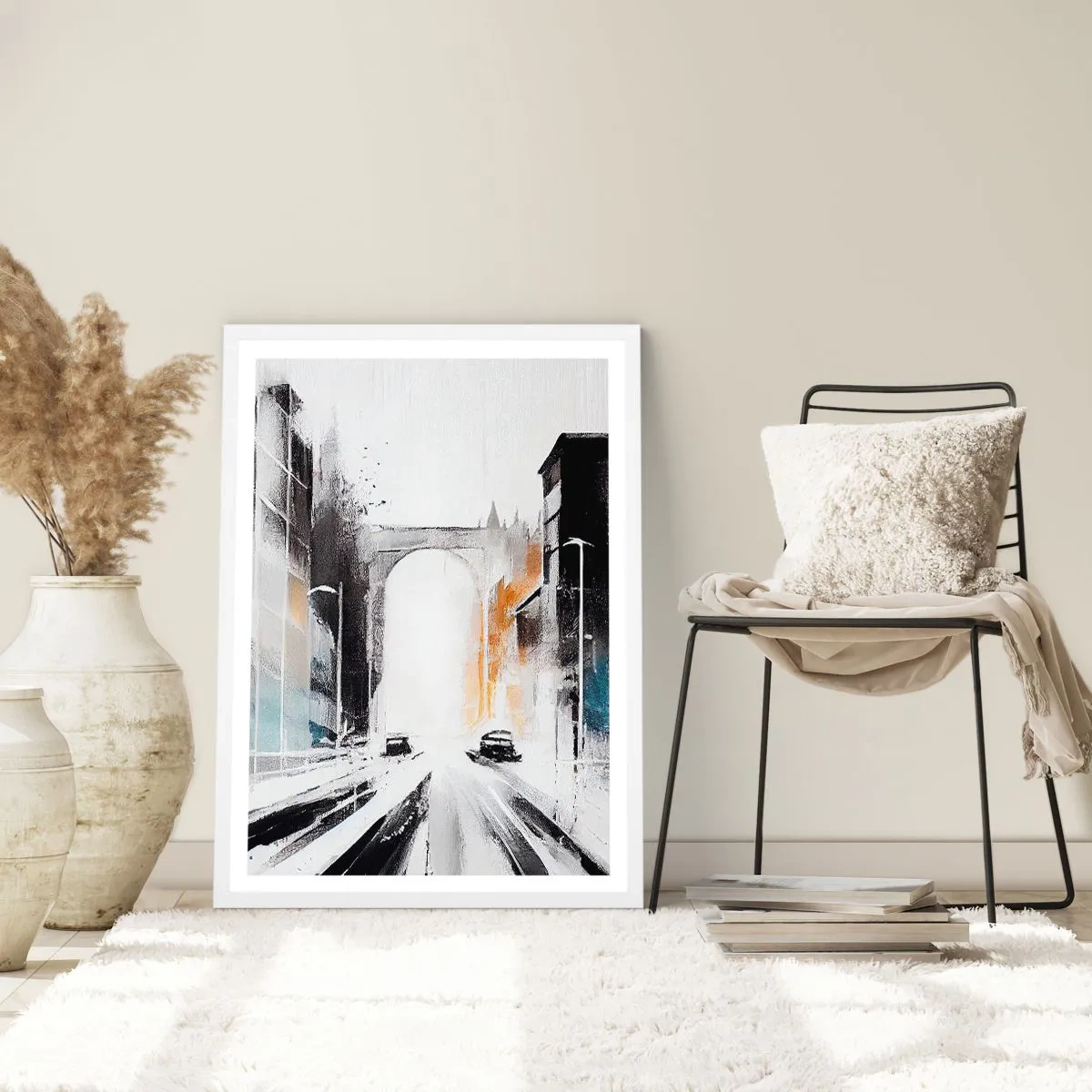 Plakat i hvid ramme - Bystudie: arkitektur og bevægelse - 50x70 cm