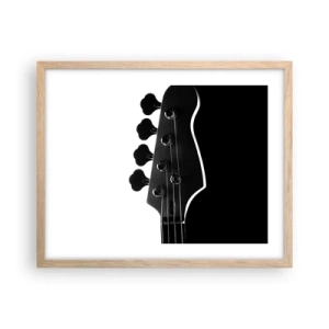 Plakat i ramme af lyst egetræ - Stilhed i klipper  - 50x40 cm