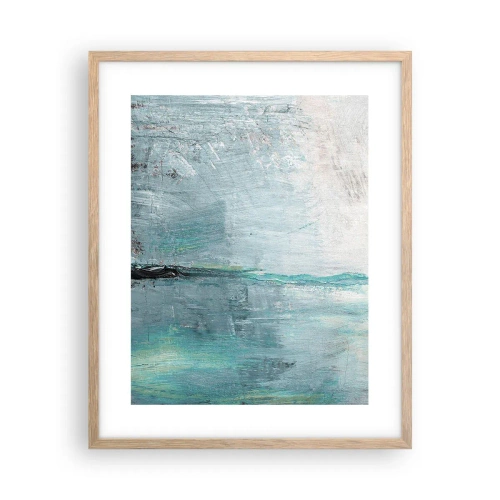 Plakat i ramme af lyst egetræ - Horisontalt med blå farve - 40x50 cm