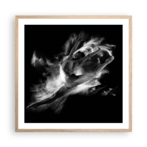 Plakat i ramme af lyst egetræ - Stoppet under flyvning - 60x60 cm