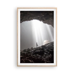 Plakat i ramme af lyst egetræ - Lysende grotte - 61x91 cm