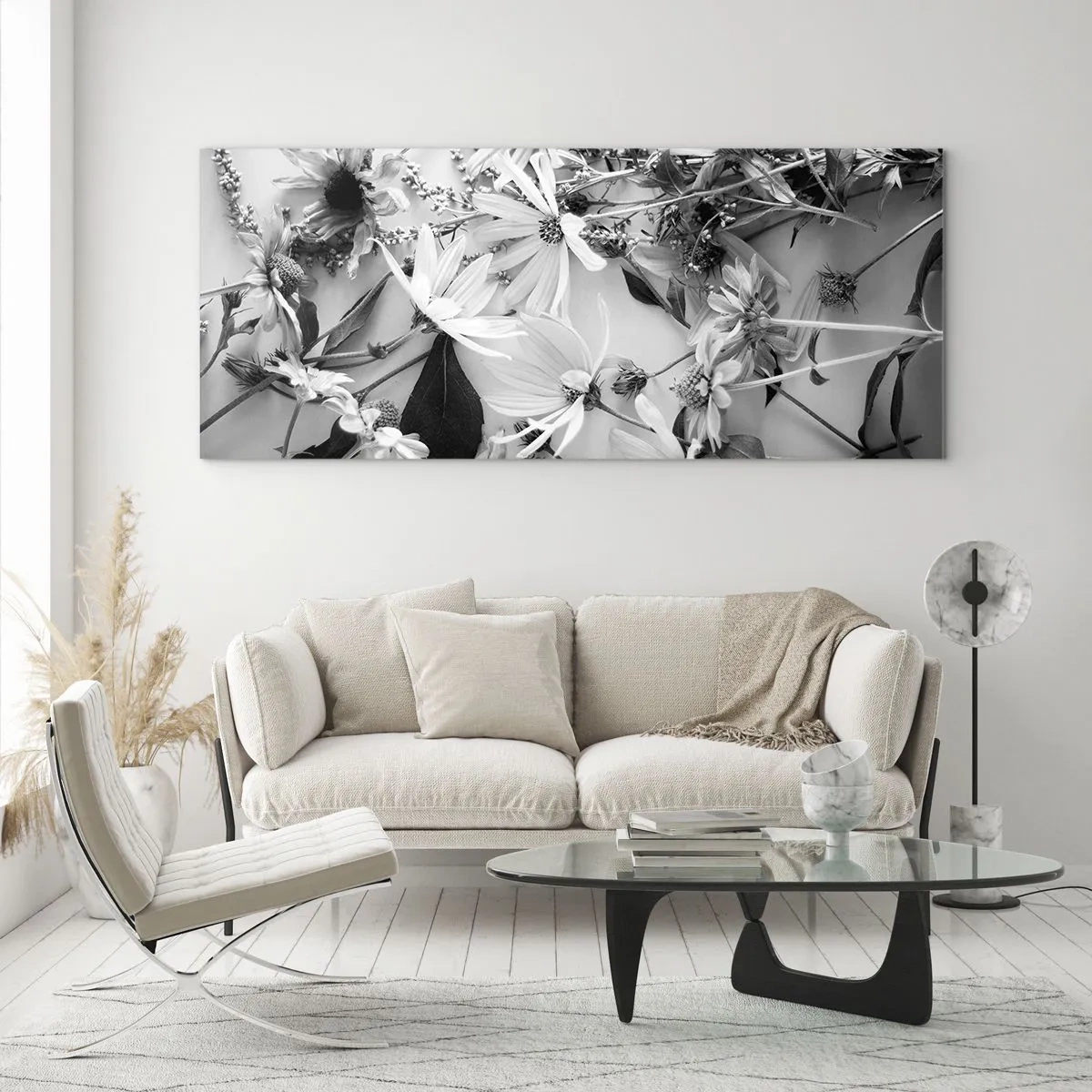 Billede på glas - Blomster uden buket - 100x40 cm