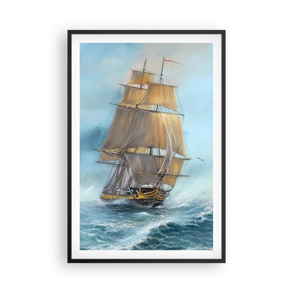 Plakat i sort ramme - Bølgende gennem bølgerne - 61x91 cm