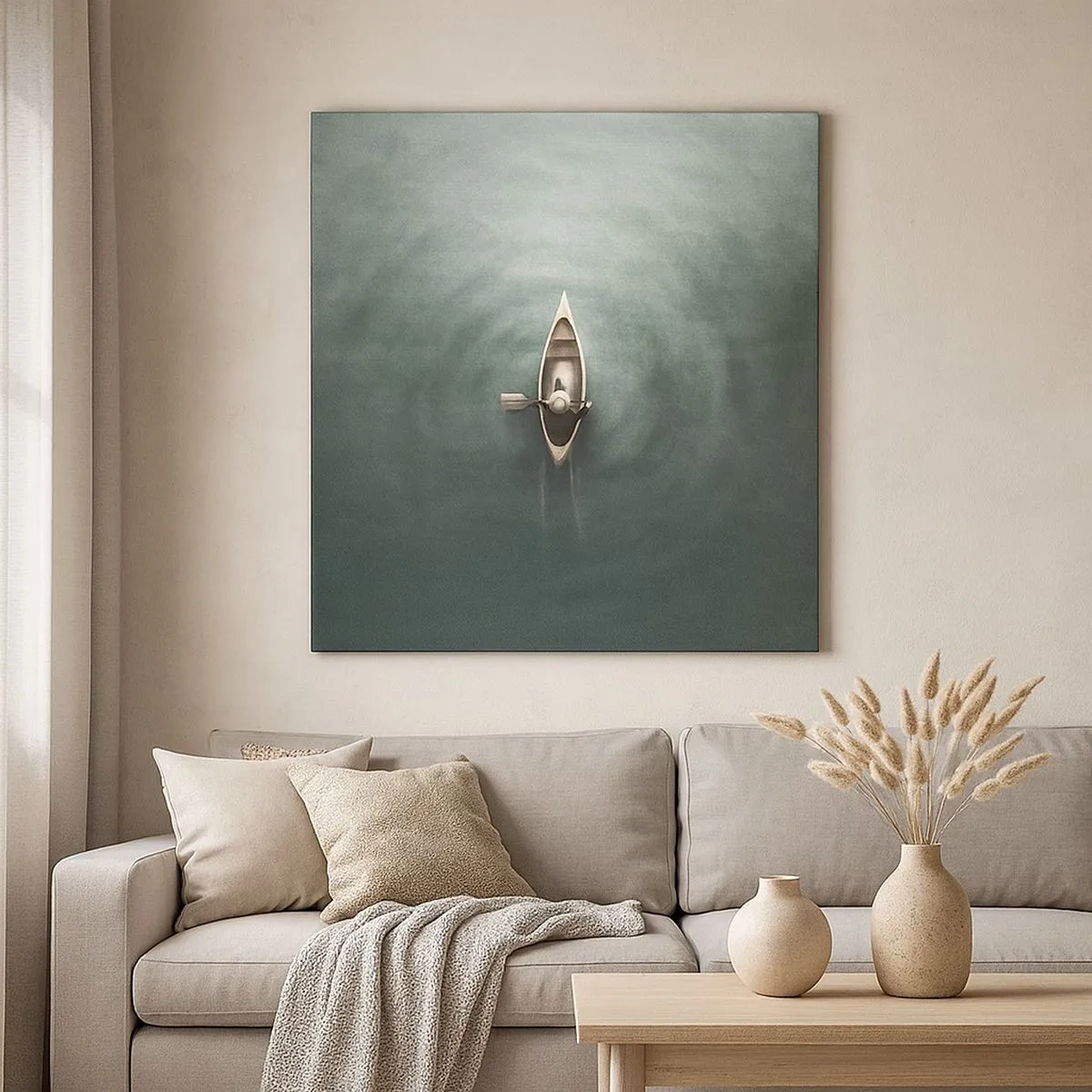 Lærredstryk - Billede på lærred - På tværs af en månelyst sø - 30x30 cm