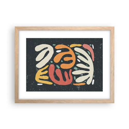 Plakat i ramme af lyst egetræ - Komposition - jeg er ved at fange dig - 40x30 cm