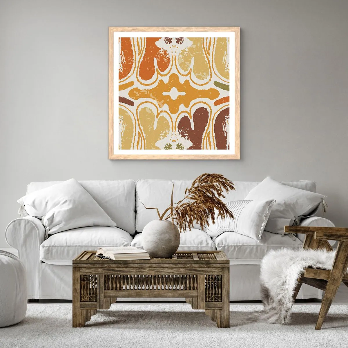 Plakat i ramme af lyst egetræ - Sentimental abstraktion - 30x30 cm