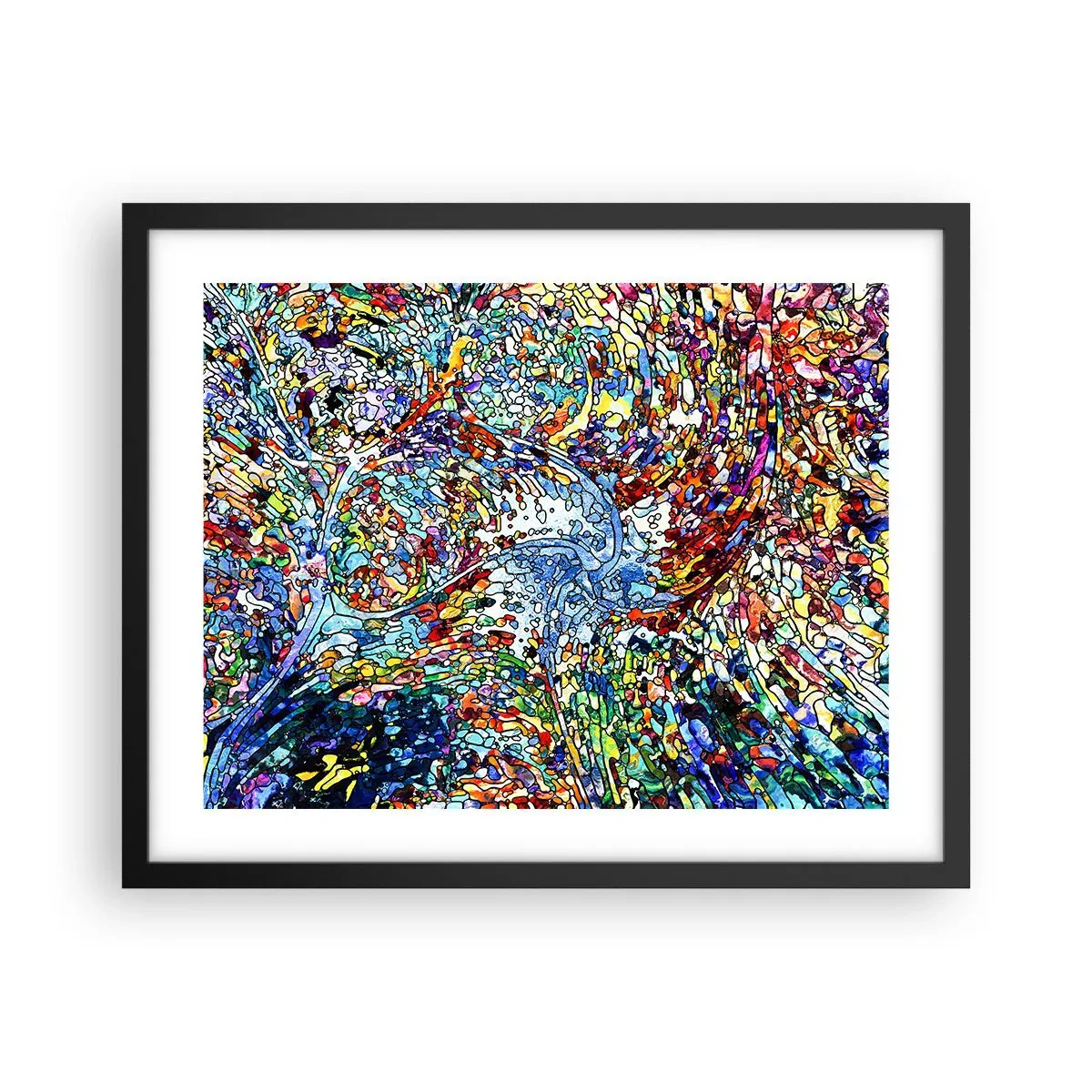 Plakat i sort ramme - Dråbe af farvet glas - 50x40 cm