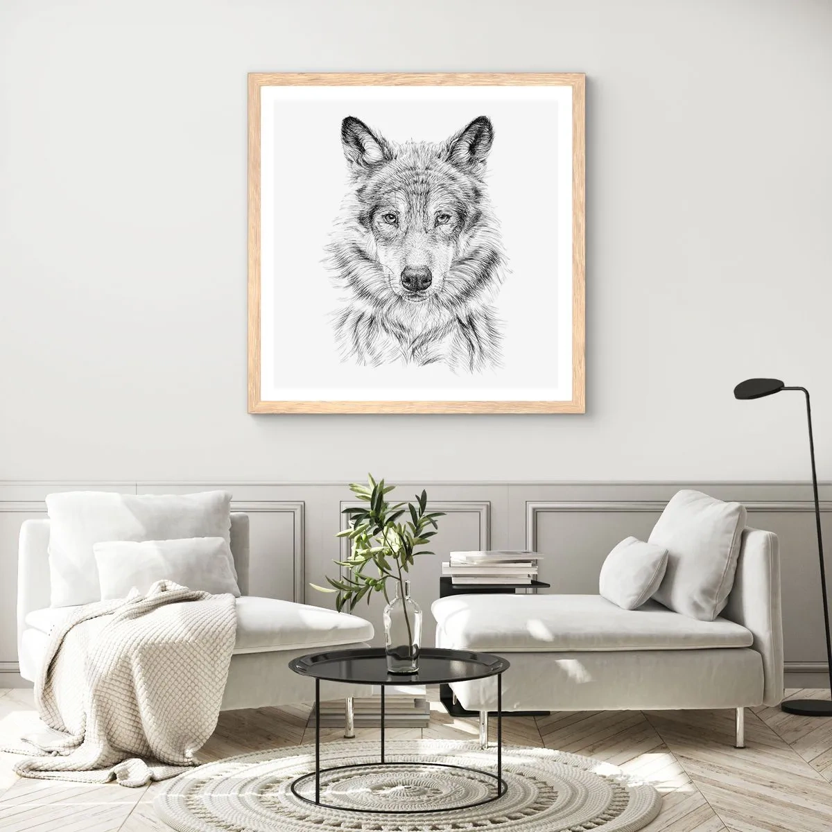 Plakat i ramme af lyst egetræ - En født leder - 30x30 cm