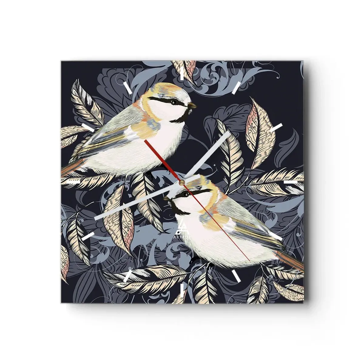 Vægur, Uret - Gul-blå espalier - 30x30 cm