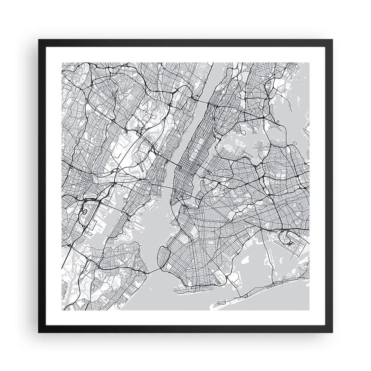 Plakat i sort ramme - Anatomi af en storby - 60x60 cm