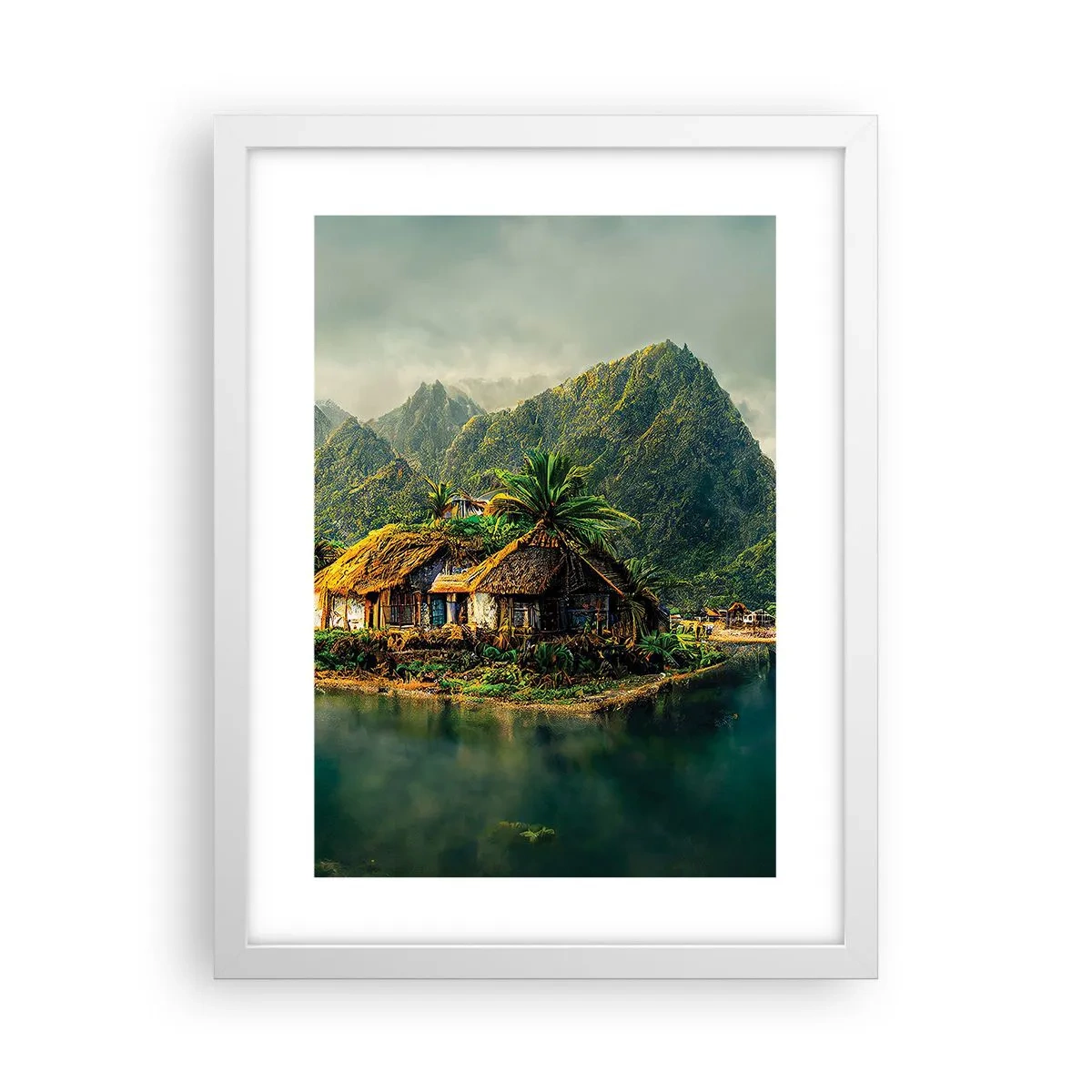 Plakat i hvid ramme - Tropisk paradis - 30x40 cm
