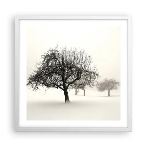 Plakat i hvid ramme - Vintersøvn - 50x50 cm