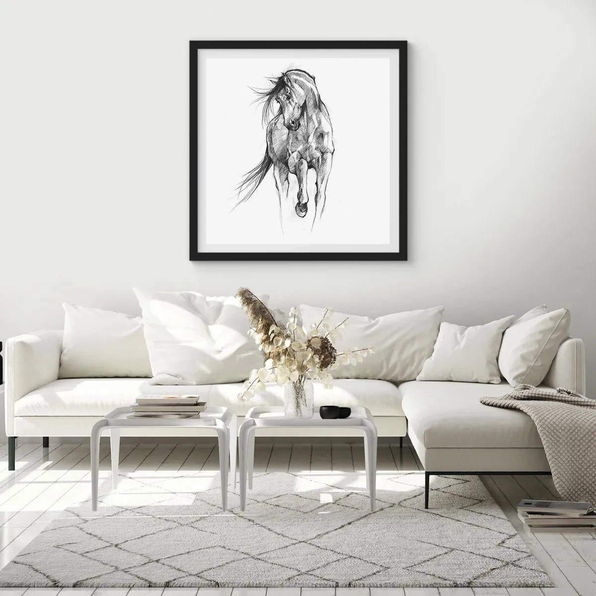 Plakat i sort ramme - I en yndefuld trav - 30x30 cm