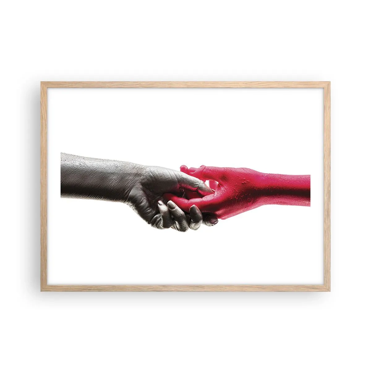 Plakat i ramme af lyst egetræ - Sammen, om end forskellige - 70x50 cm