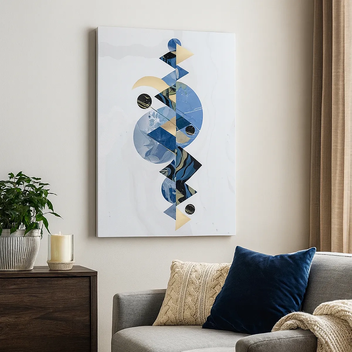 Lærredstryk - Billede på lærred - Geometrisk landskab - 50x70 cm