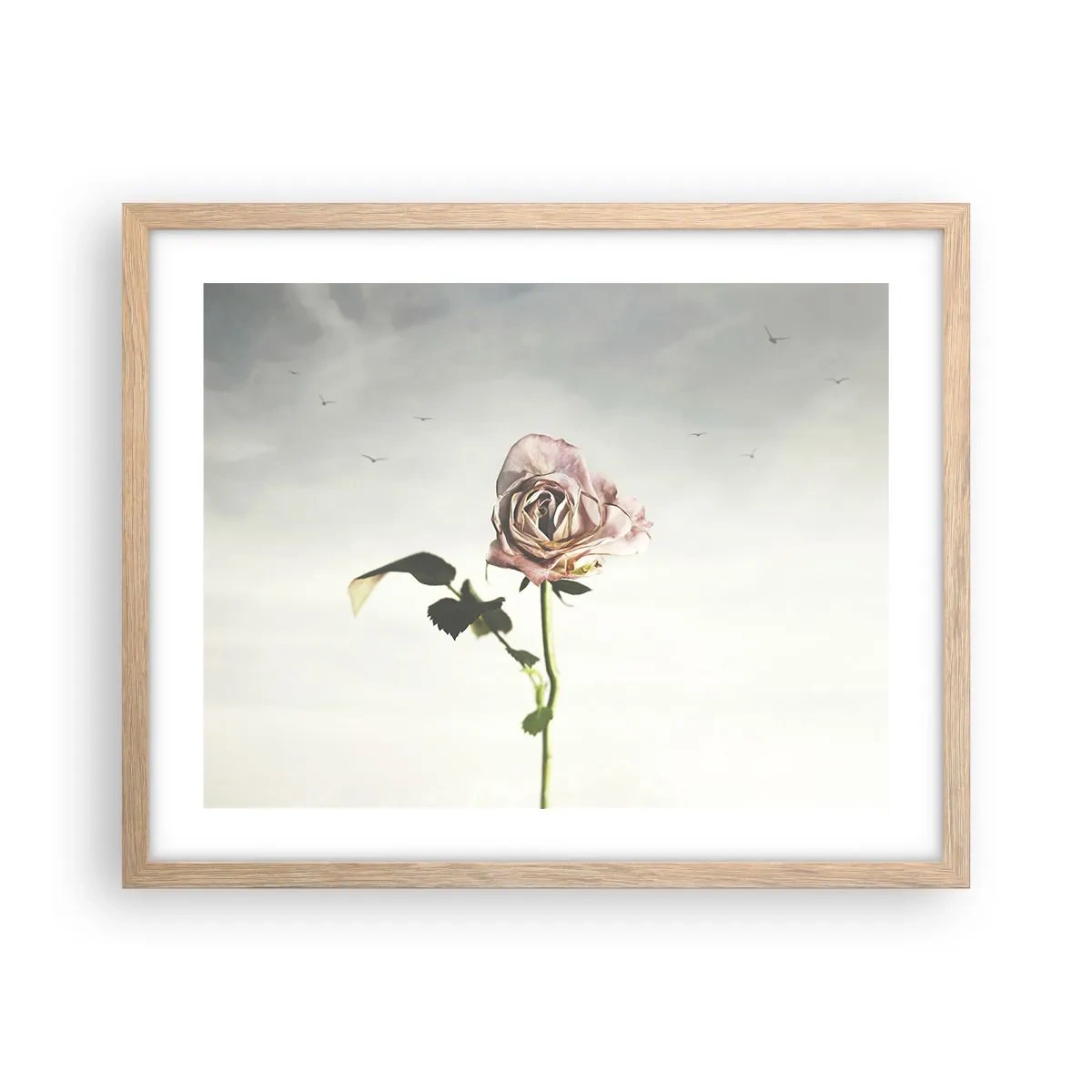 Plakat i ramme af lyst egetræ - Velkomst til foråret - 50x40 cm