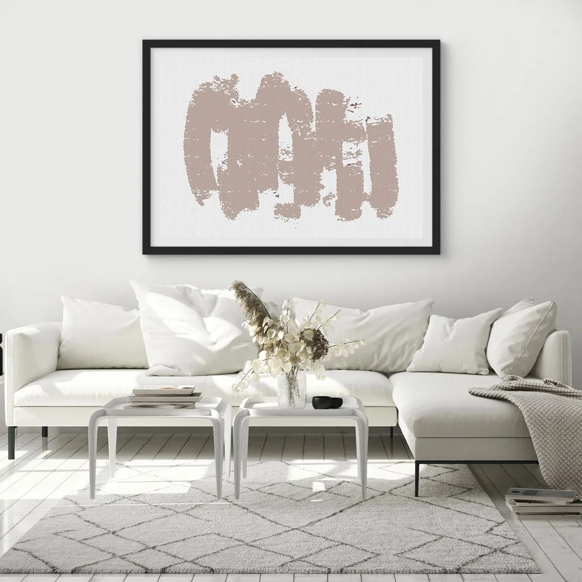 Plakat i sort ramme - Abstraktion i sart rosa - 50x40 cm