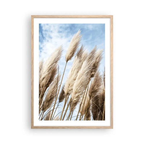 Plakat i ramme af lyst egetræ - Solrig og blæsende kærtegn - 50x70 cm