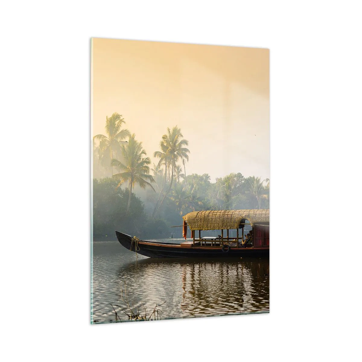 Billede på glas - Hus ved floden - 50x70 cm