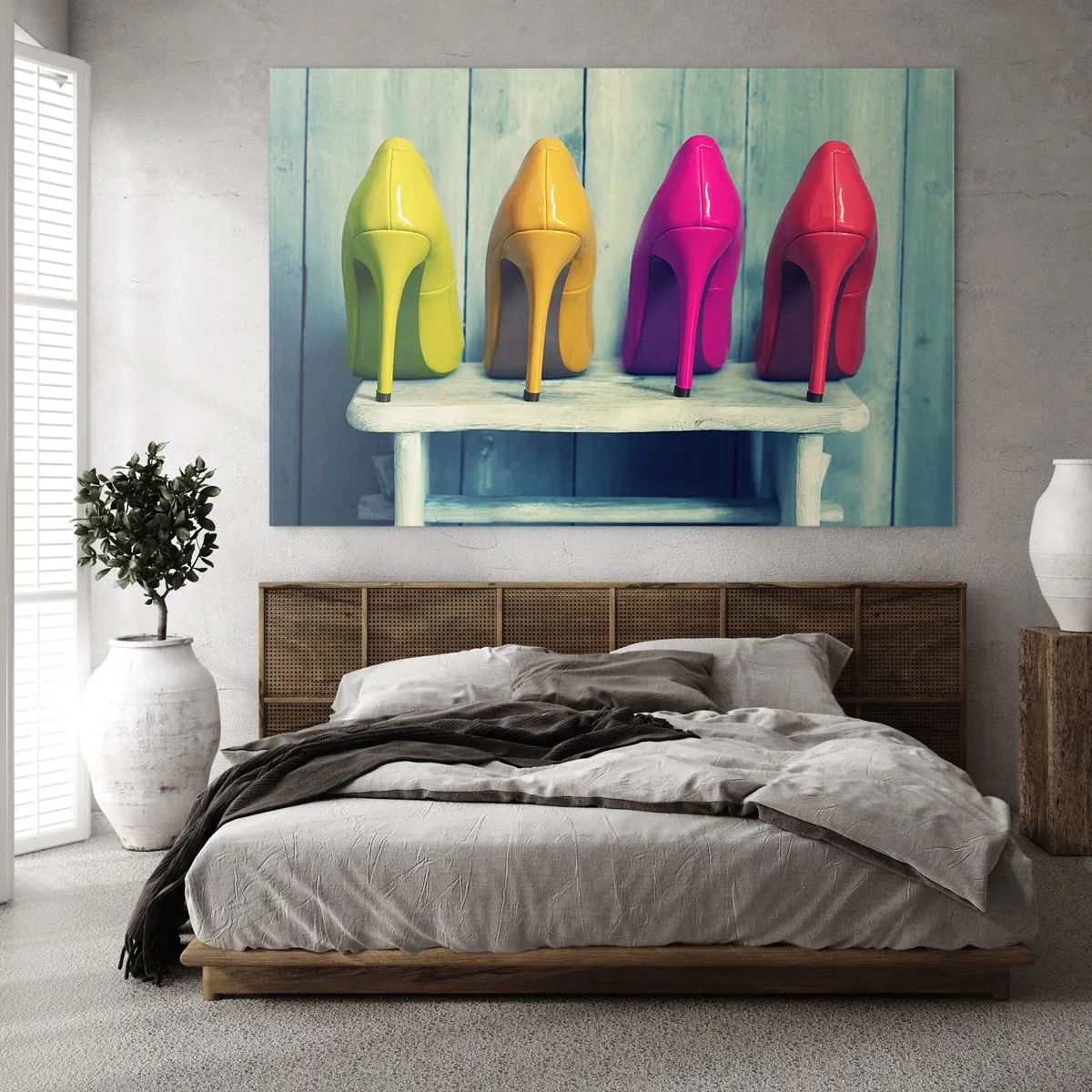 Billede på glas - Gå på en regnbue - 120x80 cm