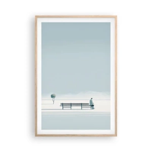 Plakat i ramme af lyst egetræ - Ja, jeg venter. - 61x91 cm